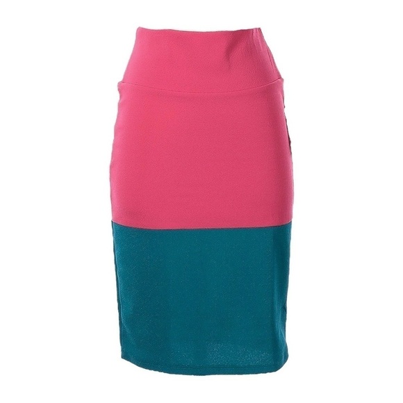 ๐บ Lularoe Cassie Colorblock Textured Stretchy Pencil Skirt Size S NWT - Picture 4 of 8